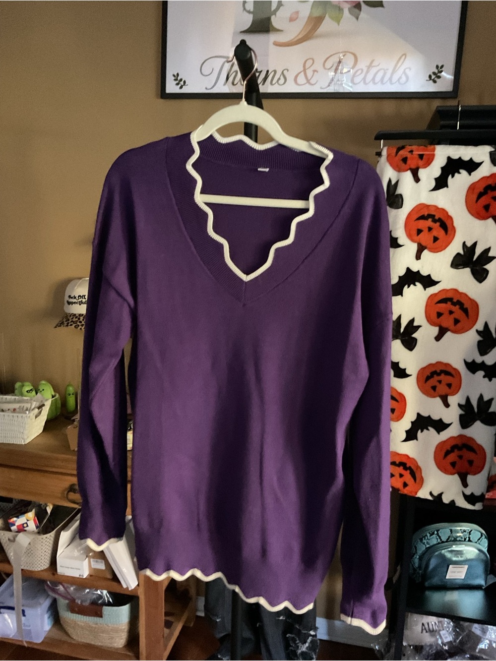 Purple V-Neck Women's Sweater